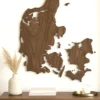 Danmarkskort i valnød