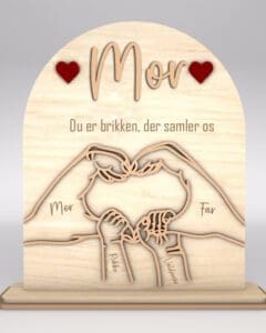 Mor og fars dag gave i træ med gravering