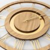 Lydløst vægur i træ guld/sølv