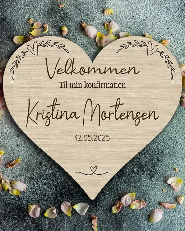 Skilt til konfirmation i træ