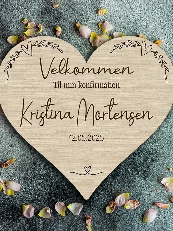 Skilt til konfirmation i træ