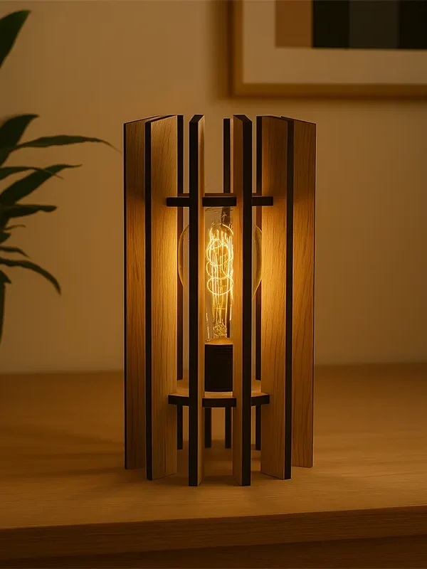 Bordlampe i egetræ
