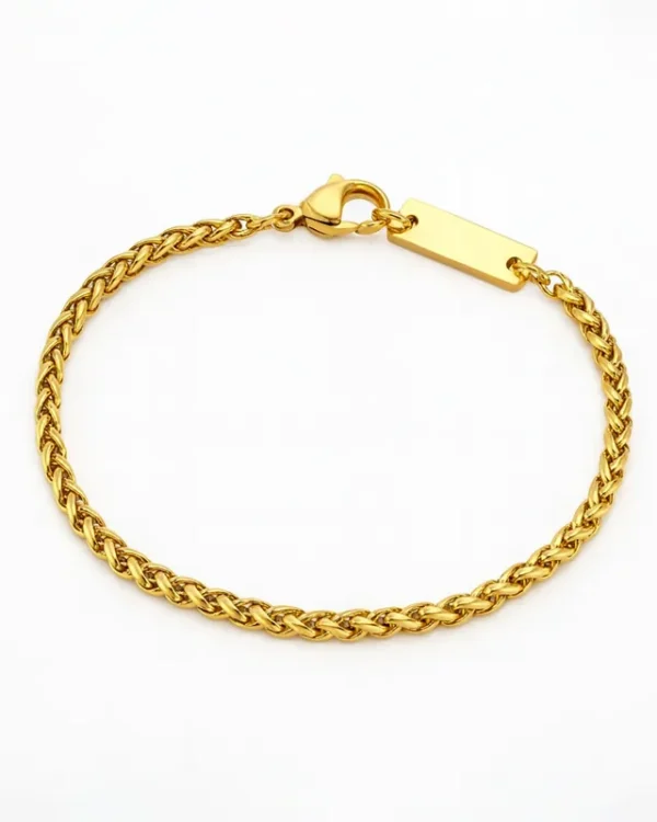 Armbånd med dato og navn. Guldbelagt