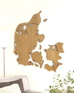 Danmarkskort i egetræ