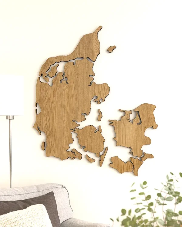 Danmarkskort i egetræ