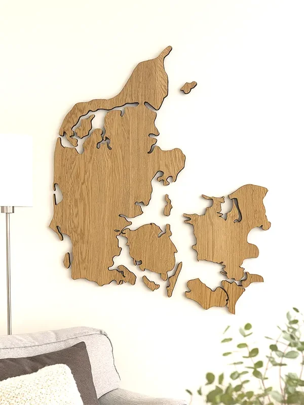 Danmarkskort i egetræ