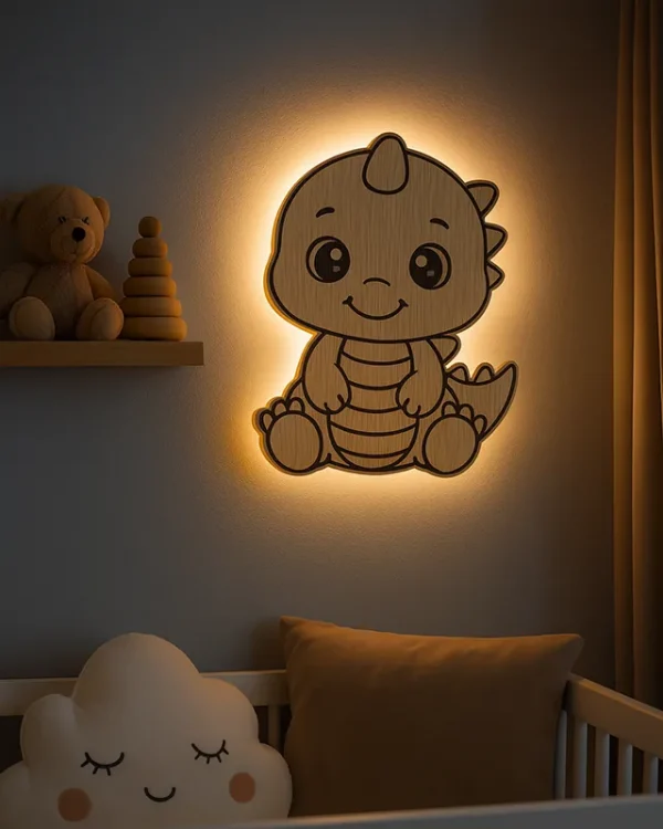 Natlampe til børn - Væglampe med dinosaur motiv