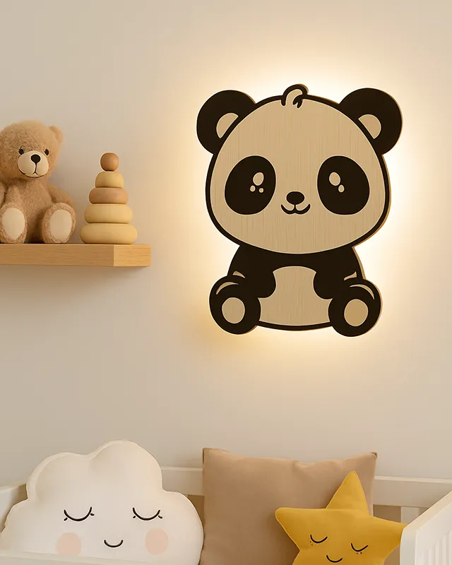 Natlampe til børn - Væglampe med panda motiv