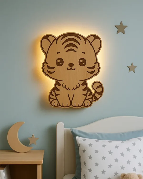 Natlampe til børn - Væglampe med tiger motiv