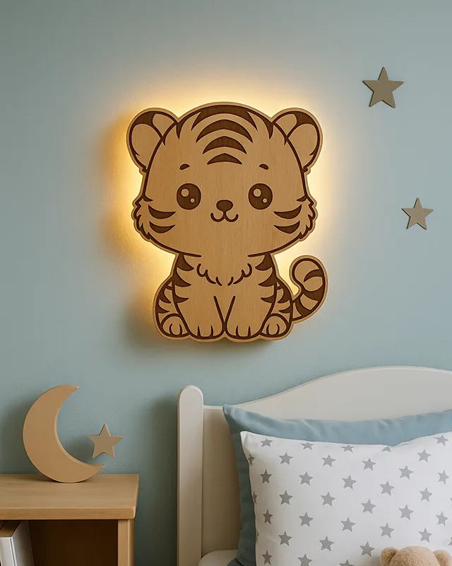 Natlampe til børn - Væglampe med tiger motiv