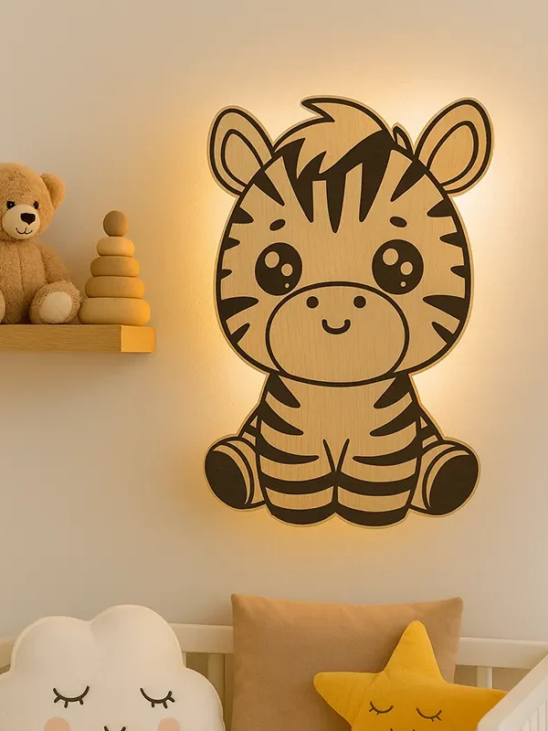 Natlampe til børn - Væglampe med zebra motiv